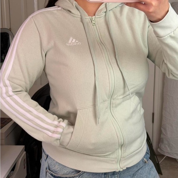 adidas Tops - Adidas Women's Mint Green Zip-Up Hoodie